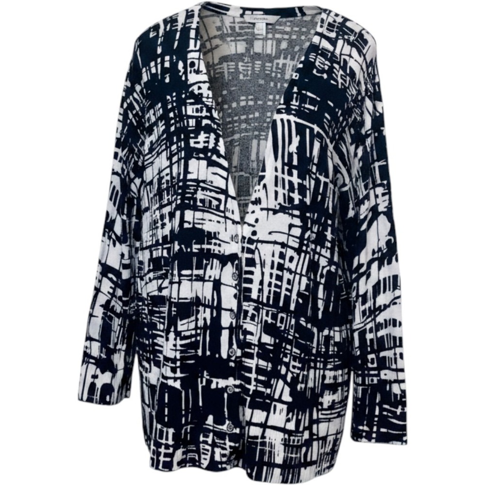 Lane Bryant Cardigan Black White Abstract Graphic Button Front NO SIZE TAG
